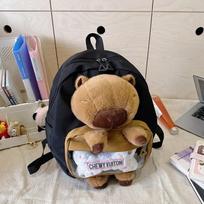 Kawai Kapibaros kuprinė moteriška didelės talpos animacinė juokinga kuprinė minkštos mergaitės animacinė animacija studento kuprinė lengva meilės rankinė juoda