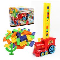 Domino mašinėlė Elektrinis mažas traukinio priekis su garsu ir šviesa Automatinis išdėliojimas Vaikų edukaciniai staliniai žaislai 33*8*23.5