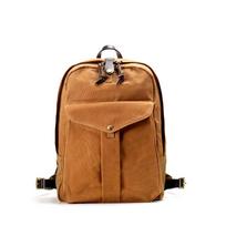 Tailor Brando 70307 American Retro Waterproof 15OZ Heavy Oil Wax Canvas 24*47*12cm Backpack Unisex Computer Travel School Bag 16 inches