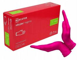 Vienkartinės nitrilinės pirštinės MERCATOR Nitrylex magenta XS 100vnt