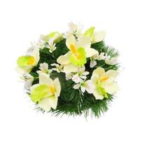 Vėlinių vainikas iš dirbtinių orchidėjų ir smulkių gėlių