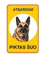 Informacinė lentelė "Atsargiai šuo" 120mm x 180mm