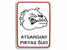 Informacinė lentelė "Atsargiai piktas šuo", 180mm x 120mm
