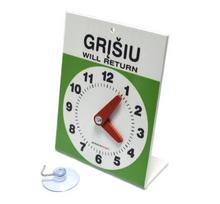 Informacinis pastatomas ir pakabinamas laikrodis su pritraukėju, žalias