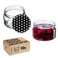 KADAX Denia konservavimo stiklainiai 250ml 10vnt 82mm + dangtelis "Juodieji žirneliai"