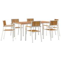 vidaXL Lauko valgomojo komplektas 7 pcs Ruda Kietos akacijos mediena