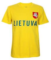 Vyriški sirgalių marškinėliai su lietuviška atributika, geltoni, XL