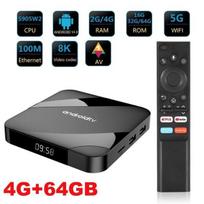 Televizijos imtuvas Android 14.0 Smart TV Box 8K HD Smart TV Set-top Box AV1 Dual-WIFI BT Voice Remote Control 3D Video Media Player Home Cinema Set-top Box 4G 64GB; ES kištukas