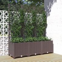 vidaXL Sodo vazonas su grotelėmis, rudas, 120x40x136 cm, PP, Ruda
