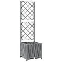 Sodo vazonas su treliažu 40x40x136 cm PP šviesiai pilkas CFE36433