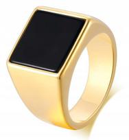 UNISEX signetinis žiedas GOLDEN plienas 316L, paauksuotas EU19 US09, UNISEX signetinis žiedas GOLDEN plienas 316L, paauksuotas EU19 US09