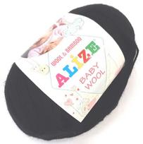 Mezgimo siūlai Alize Wool Wool-Bamboo , spalva juoda 60JD