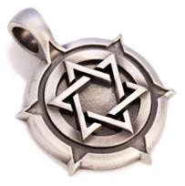 Bico "Star of David Shield" atlasinis sidabro spalvos pakabukas (E192)
