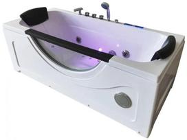 Hidromasažinė stačiakampė vonia 18 purkštukų, LED apšvietimas, Bluetooth, FM radijas ir ozonatorius, 170x75 cm