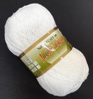 Mezgimo siūlai Lanoso Natural Cotton; spalva balta 955LA