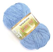 Mezgimo siūlai Lanoso Natural Cotton; spalva mėlyna 940M