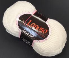 Mezgimo siūlai Lanoso Lana Soft,100g, spalva balta 13455