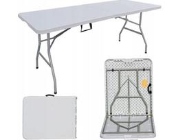 Sulankstomas sodo stalas–lagaminas NELINO, 180 x 74 x 74 cm, baltas, plastikinis, 8 asmenims