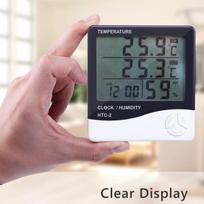Belaidis elektroninis lauko vidaus temperatūros ir drėgmės matuoklis su laikrodžiu ir kalendoriumi