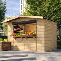 Medinis prekybinis kioskas su žaliuzėmis 263 x 336 cm / 6 m2 - TIMBELA M150Z