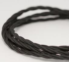 Tekstilinis kabelis, pintas, 3x1,5 mm, juodas, 5 m