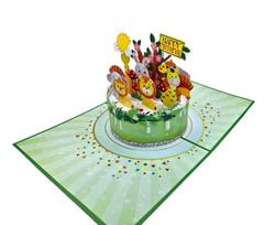 Išsiskleidžiantis 3D Pop-Up atvirukas vaikams Džiunglių safari, 15x20 cm, su voku