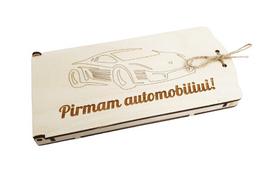 Pinigų vokelis su spauda „Pirmam automobiliui“