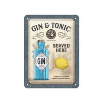 Metalinė plokštė Nostalgic Art Gin & Tonic Served Here, 15x20 cm