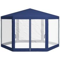 Sodo paviljonas Outsunny, šešiakampis, su tinkleliais, 3,94x3,41x2,5 m, mėlynas, Mėlyna
