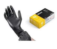 Santex Latex Black vienkartinės latekso pirštinės, juodos (100vnt.)
