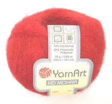 Mezgimo siūlai YarnArt Kid Mohair, spalva raudona 02