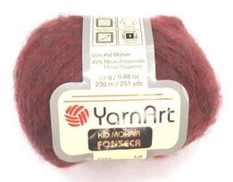 Mezgimo siūlai YarnArt Kid Mohair Fonseca, spalva bordo 008