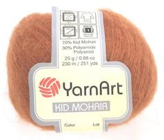 Mezgimo siūlai YarnArt Kid Mohair, spalva tamsiai oranžinė 16TO