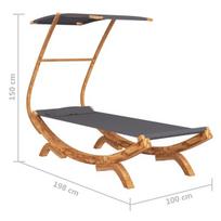 vidaXL Lauko gultas su stogeliu, antracito, 100x190x134cm, mediena