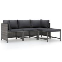 Lauko sofa vidaXL, 4 dalių, pilka, Pilka