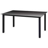 Sodo valgomojo stalas, stiklas, aliuminis, 150x90x74cm, juodas, \