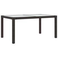 Sodo stalas, rudas, 150x90x75cm, grūdintas stiklas/poliratanas, Ruda