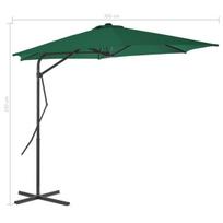 Lauko skėtis su plieniniu stulpu vidaXL, žalios spalvos, 300 cm, Žalia