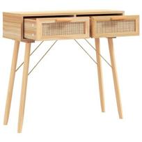 Konsolinis staliukas vidaXL, Pušis/ratanas, 80x30x75cm, ruda, Ruda