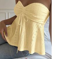 Sexy and Hot Girl Slim-fitting Camisole Top Summer Vacation Style Sleeveless Jacquard Women’s Blouses & Shirts S