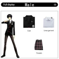 Žaidimas Persona 5 Ren Amamiya Akira Kurusu Kostiumas Cosplay Vyriška mokyklinė uniforma Unisex Helovino kostiumas Paltai Šventė Juodas uniformos komplektas M