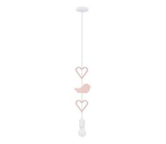 Vaikiškas pakabinamas šviestuvas HEART ant laido 1xE27/20W/230V rožinė/balta