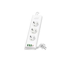 Maitinimo juosta su jungikliu LINEA PRO 3x230V+ 3xUSB-A + 1xUSB-C SCHUKO 1,5 m balta