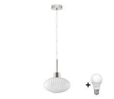 LED liustra ant laido HARMA 1xE27/60W/230V skersmuo 25 cm matinis chromas/balta