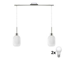 LED pakabinamas šviestuvas ant laido HARMA 2xE27/60W/230V, matinio chromo ir baltos spalvos