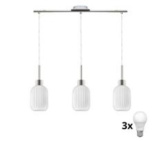 LED pakabinamas šviestuvas ant laido HARMA 3xE27/60W/230V matinis chromas/balta