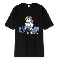 Juokingi sporto salės vienaragiai Fitnesas Kūno rengyba Apvalus kaklas T-shirt Vyriški Laisvalaikio trumpomis rankovėmis Marškinėliai Viršūnės Dropshipping XXL juoda