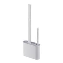 Modern Minimalist Wall Mounted Toilet Brush with Quick Dry Holder in White and Gray pilka spalva
