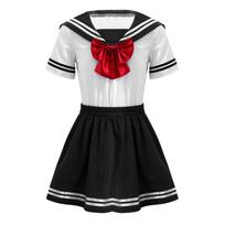 Vaikams Mergaitėms Japoniška Mokyklinė Uniforma Anime Jūreiviška Suknelė Drabužių Rinkinys Paaugliams Marškinėliai Klostuotas Sijonas Scenos Pasiruošimui Korėjietiški Drabužiai 5-6 Years juoda