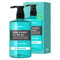 Kundal Pure & Safe Feminine Wash Bergamot 300ml – pH Balanced Gentle Cleansing with Botanical Extracts & Refreshing Citrus Care, Korean